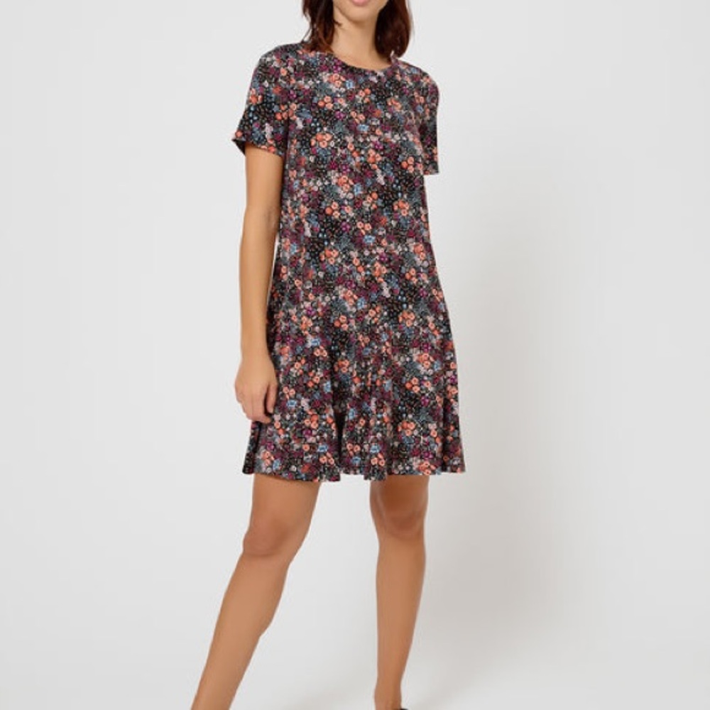 Leota Serenity Flared Hem Jersey Dress in Confetti Floral - NWOT - Size Large